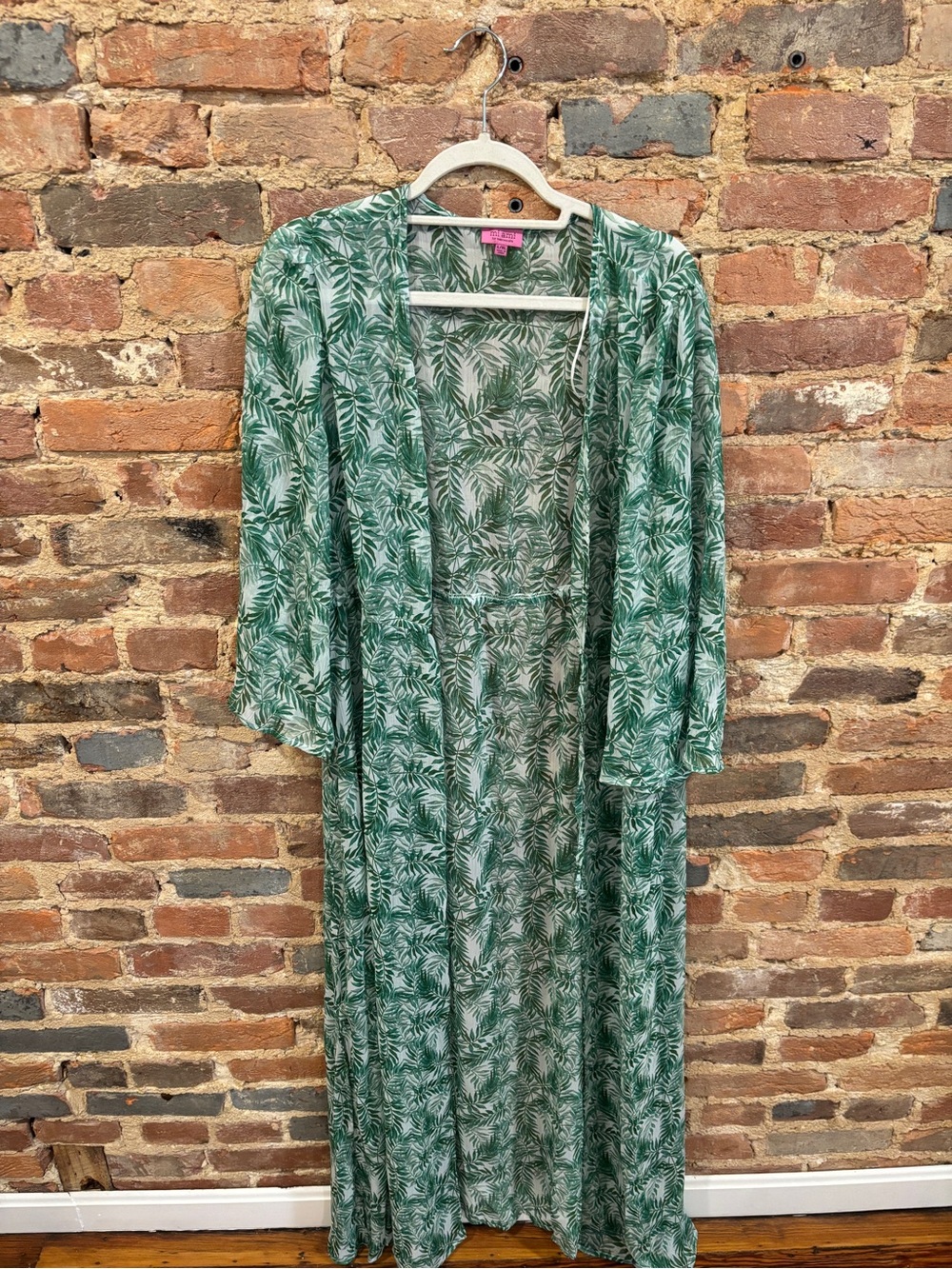 Francescas long tie Green Palm-Print kimono swimsuit coverup size L/XL